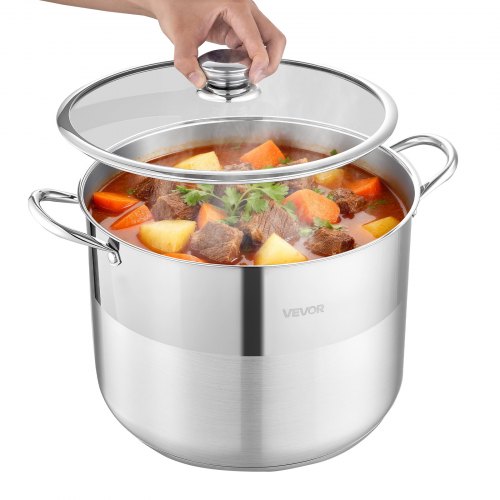 Edelstahl Kochtopf 15,1 L Großer Suppentopf Mit Glasdeckel Induktionsgeeignet Hochwertiger Nudeltopf Pfoa-frei Pfas-frei Für Gasherd Elektrokochfeld Ideal Für Eintöpfe Pasta Familienportionen