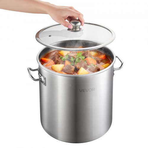 Edelstahl Kochtopf 19,9 L Großer Suppentopf Mit Glasdeckel Induktionsgeeignet Hochwertiger Nudeltopf Pfoa-frei Pfas-frei Für Gasherd Elektrokochfeld Ideal Für Eintöpfe Pasta Familienportionen