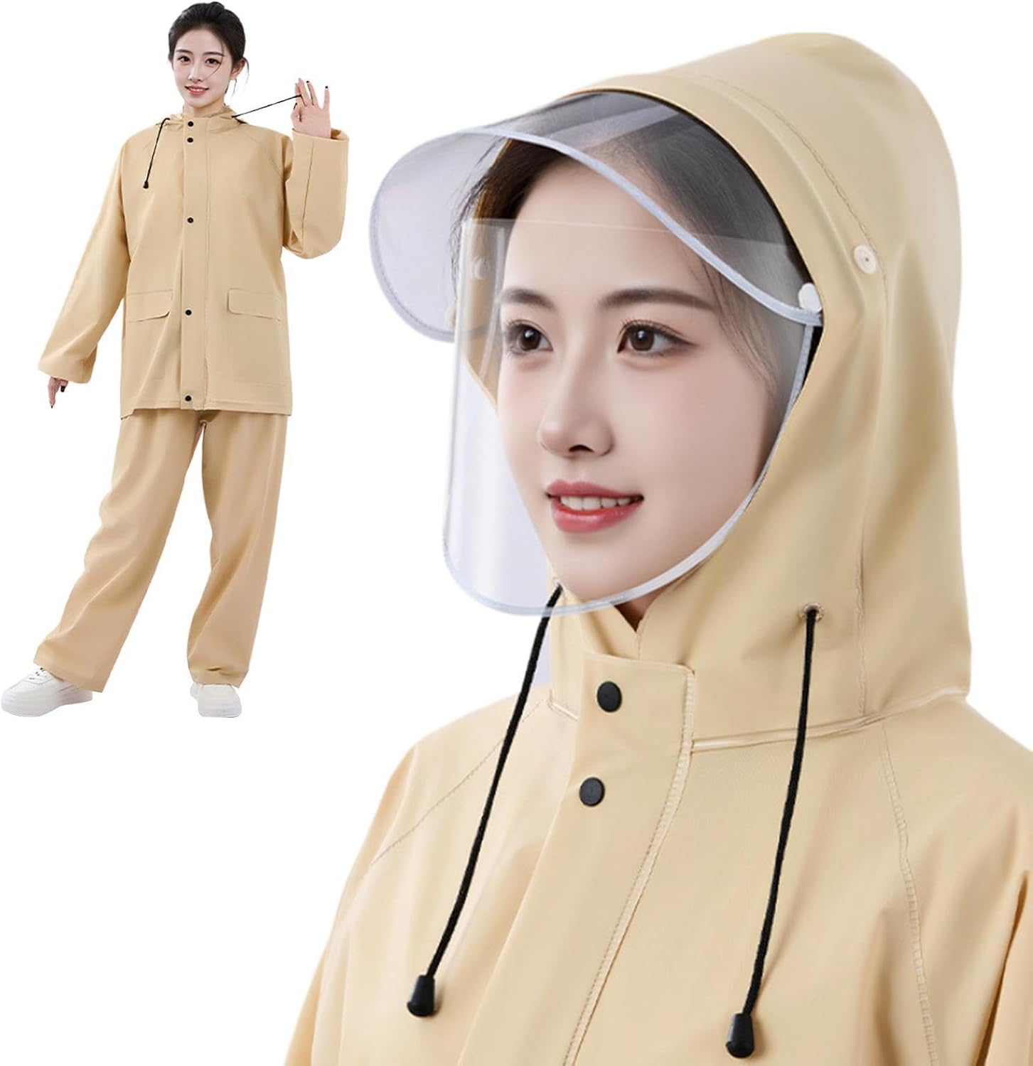 Wasserdichter Regenschutz,schützender Wasserdichter Regenkleidung Leichte Jacken Hosen Overalls Mit Kapuze Für Reiten Arbeit Angeln Reisen Camping Outdoor