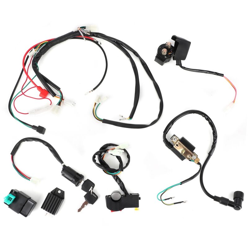 Motorkabelbaum, Professioneller Elektrostarter-motorkabelbaum-satz Für 50ccm, 110ccm Und 125ccm Pitbikes, Quads, Dirtbikes Und Atvs. Zündkabel, Lenkerschalter, Cdi-einheit, Spannungsstabilisator Und Z