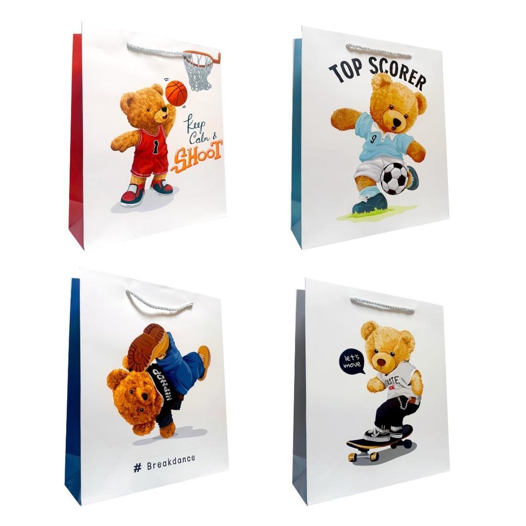 Kindergeschenktüte L Teddybär-sportler-mix