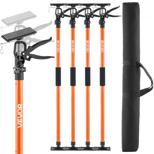 Einhandstütze, 4 Stk., Deckenstütze 116–290cm, Teleskopstütze Aus Stahl, Montagestütze Bis Zu 70kg Kapazität Zum Installieren Von Schränken, Anheben Von Trockenbauwänden, Frachtstangen