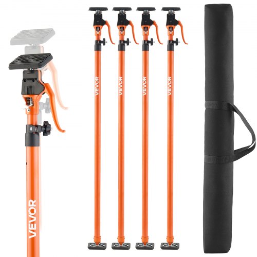 Einhandstütze, 4 Stk., Deckenstütze 125–291cm, Teleskopstütze Aus Stahl, Montagestütze Bis Zu 90kg Kapazität Zum Installieren Von Schränken, Anheben Von Trockenbauwänden, Frachtstangen