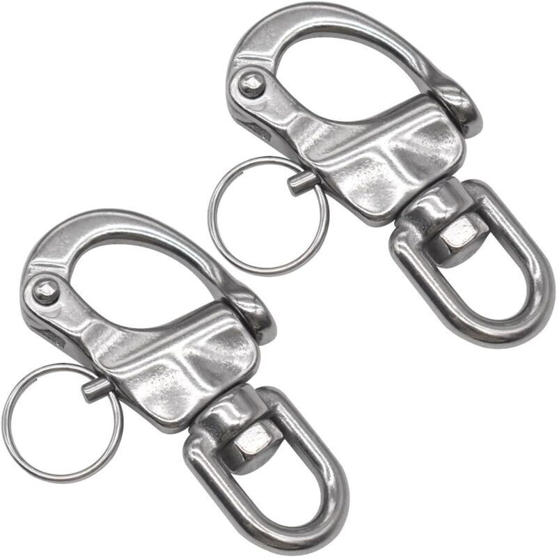 Drehbarer Karabinerhaken, Set Mit 2 Schnellverschluss-karabinerhaken Aus Edelstahl, Robuster Karabinerhaken, D-ring-karabinerhaken Für Boote Und Yachten