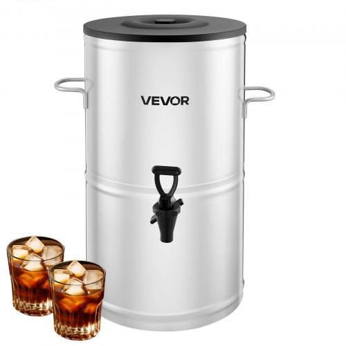Eisteespender Getränkespender Aus 304 Edelstahl 15 L Getränkedispenser Mit Zapfhahn & Griff, Geeignet Für Heiße Und Kalte Getränke, Für Eistee, Kaffee, Wasser In Cafés Und Restaurants
