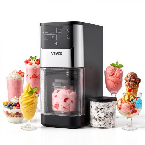 Eismaschine, 7-in-1-gerät Für Gelato, Sorbet, Milchshake, Frozen Yogurt & Light-eiscreme, Hausgemachte Eismaschine Mit Ein-knopf-funktion Zum Einrühren Und Nachdrehen, Glatte Cremige Textur