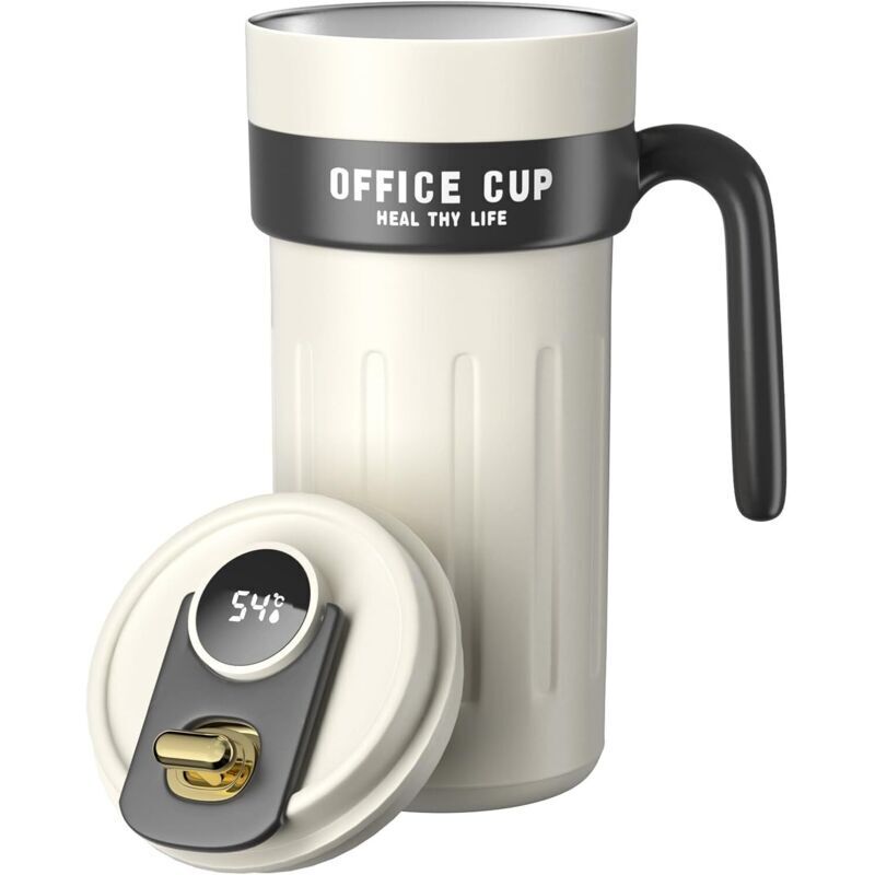 Intelligente Kaffee-reisebecher, 650 Ml, Edelstahl 316, Isoliert Mit Led-touchscreen, Versiegelte Smart-becherflasche (schwarz Und Weiß)