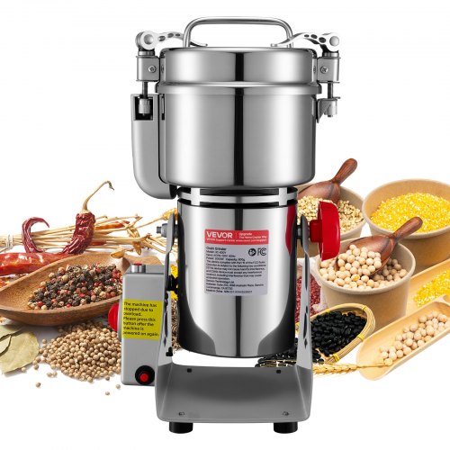 Elektrische Getreidemühle 800 G, Getreidemühle 2100 W Edelstahl, Gewürzmühle Für Trockenes Getreide Gewürze Müsli Kaffee Mais Pfeffer, Schwenktyp Pulverisiermaschine 220x190x375 Mm