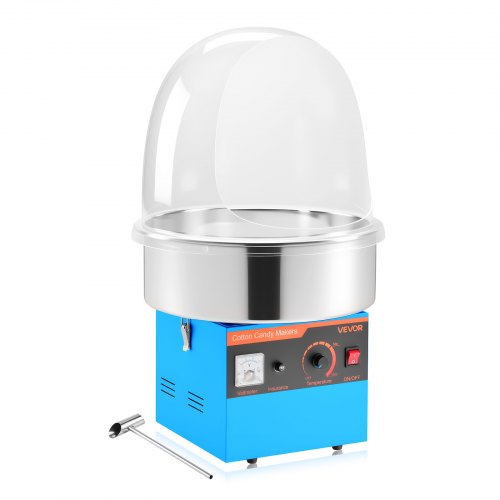 Elektrische Zuckerwattemaschine 1000 W, Zuckerwattenmacher Mit Deckel & Edelstahlschüssel & Zuckerlöffel, Ideal Für Karneval Geburtstage Familienfeiern, Professionelles Zuckerwattegerät Blau