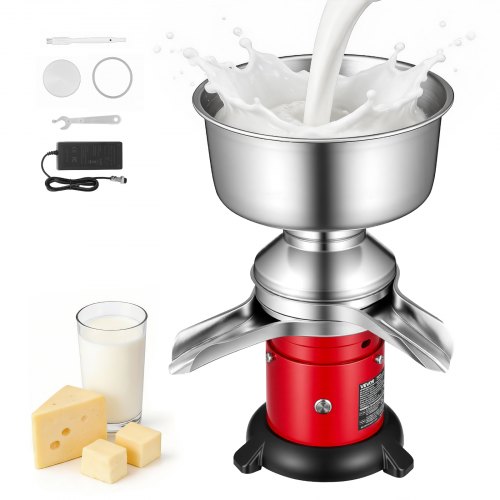 Elektrischer Milchabscheider 40 W, 60 L/h Milchseparator Mit Runder Standfuß Tastensteuerung, 10500 U/min Trennmaschine Für Milch, Milchzentrifuge Aus 304 Edelstahl Mit 4,5l Milchtank Für Küche
