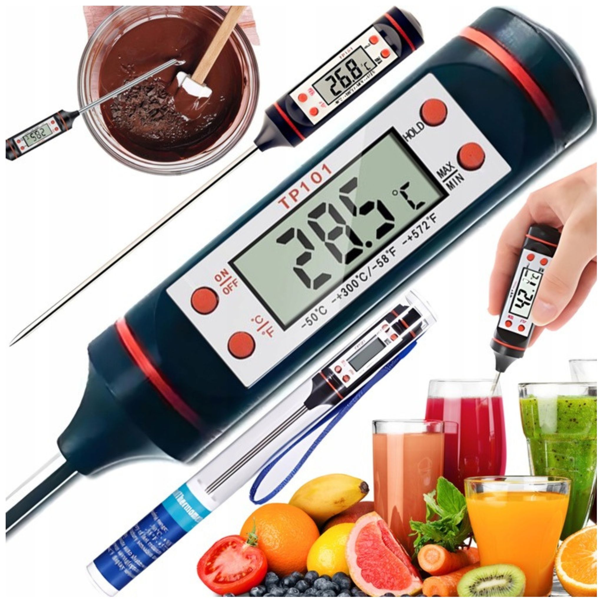 Elektronisches Küchenthermometer Mit Sonde Für Fleisch, Kuchen Und Grillgerichte