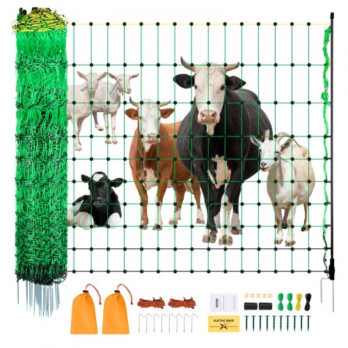 Elektrozaunnetz, 127 Cm H X 49 M L, Viehzaunnetz Mit Pfosten & Pfählen, Maschennetze Für Ziegen, Schafe, Hirsche, Schweine, Hunde, Elektrozäune Für Hinterhöfe, Gärten, Bauernhöfe, Ranches