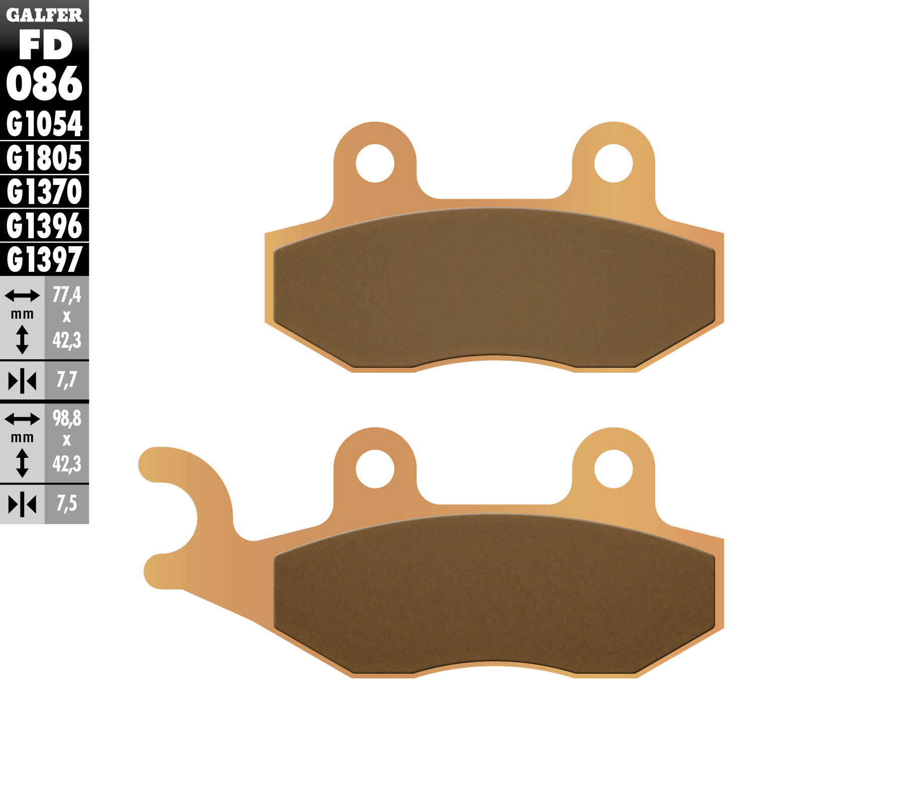 Galfer Bremsbeläge Kh135 / Kh214 Sintermetall (gold) Atv