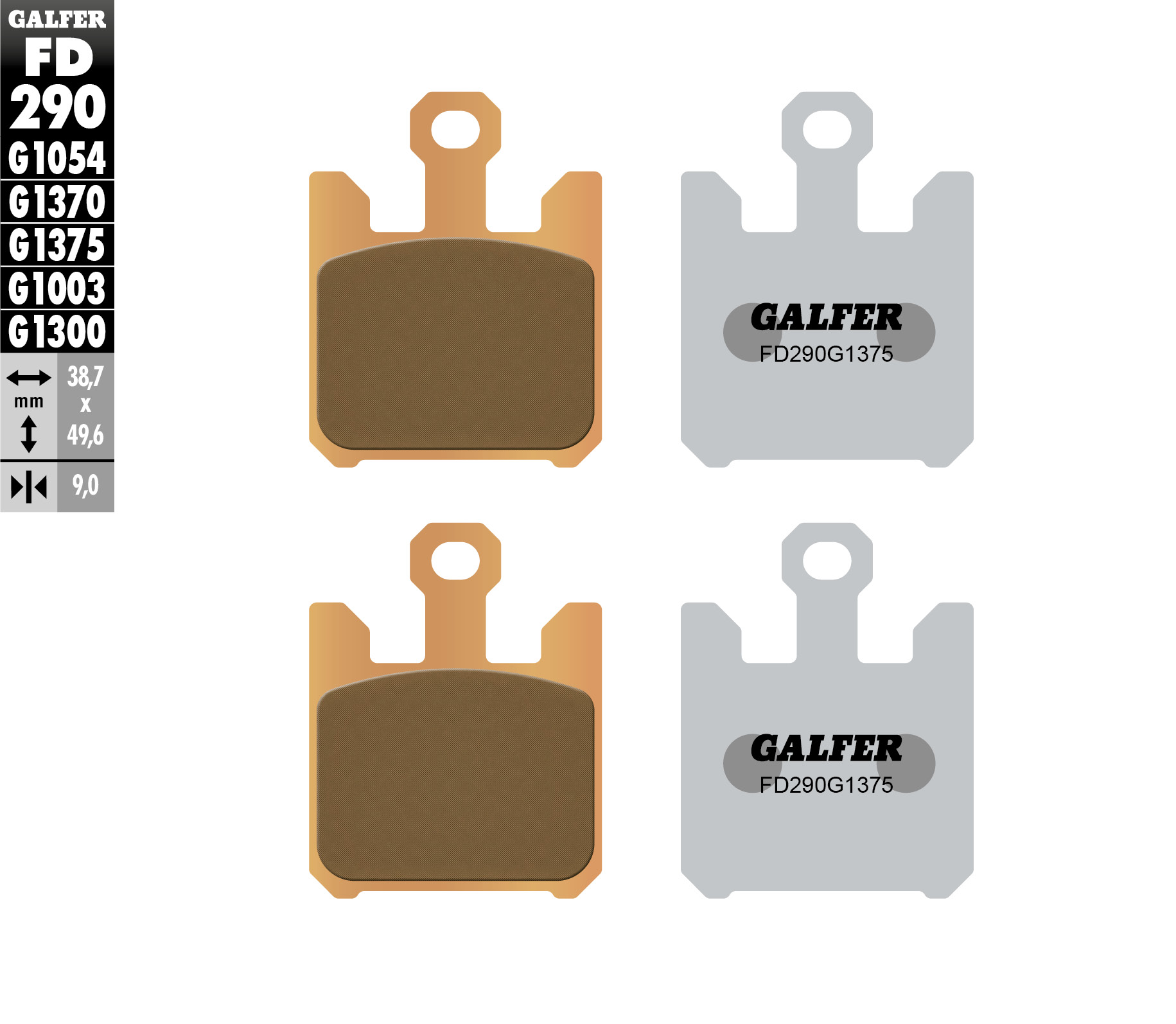 Galfer Bremsbeläge Kh369/4 Sintermetall (gold) Sport