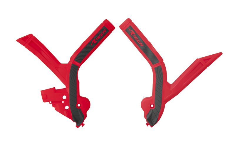 Racetech (rtech) 2025/12 Rahmenschutz (set) Bi-material Super Grip Beta Rr 250 / 300 / 350 / 390 / 430 / 480 '24, Farbe Rot / Schwarz