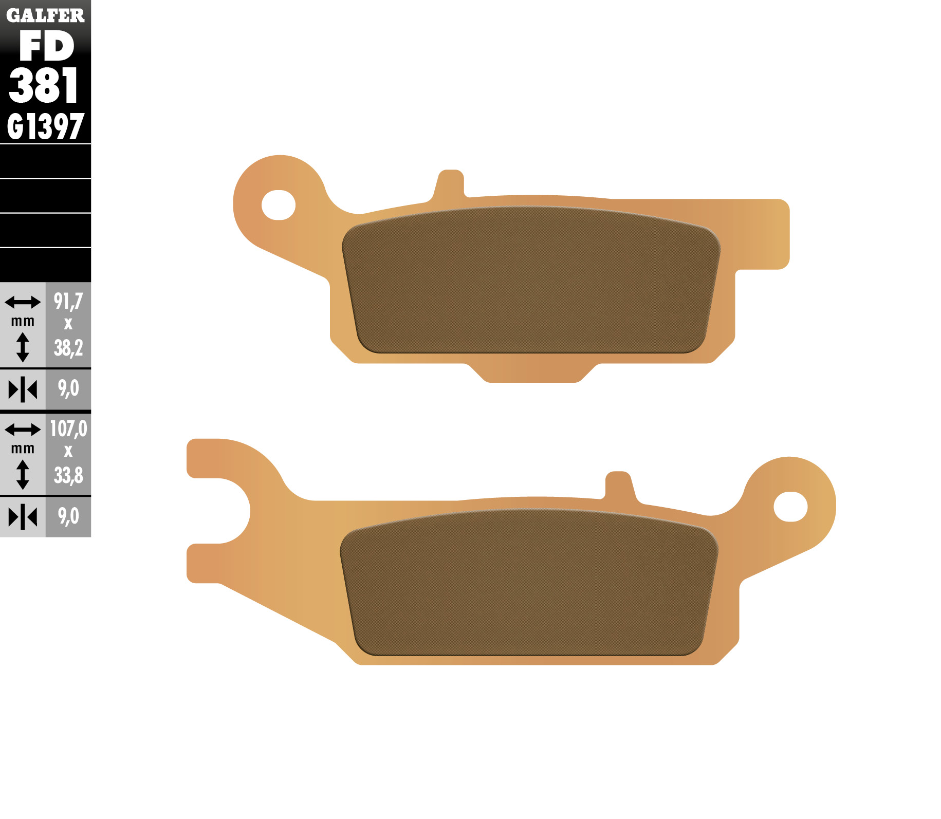 Galfer Bremsbeläge Kh446 Sintermetall (gold) Atv Yamaha Yfm 550/700 Rechts Hinten