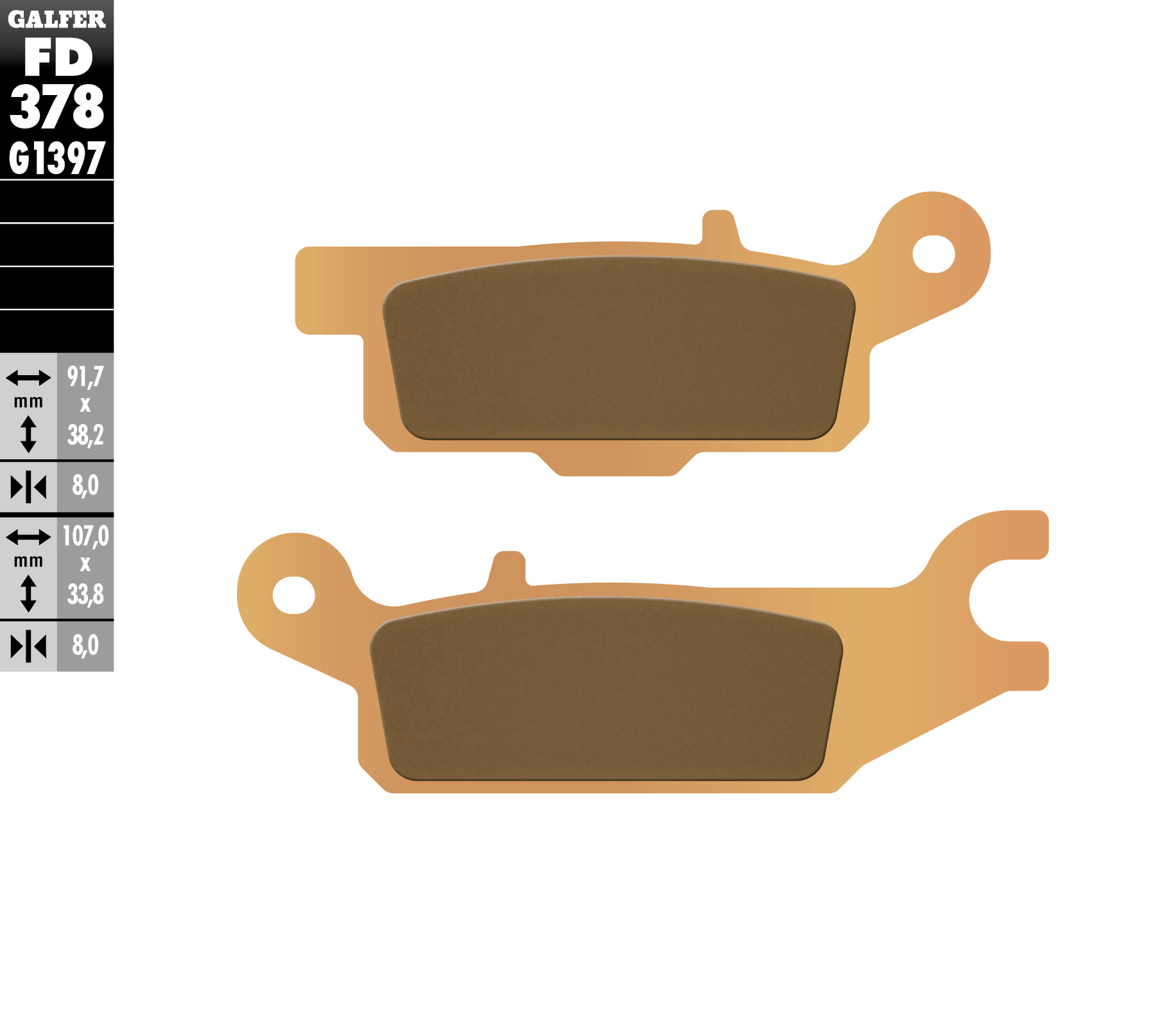 Galfer Bremsbeläge Kh443 Sintermetall (gold) Atv Yamaha Yfm 550/700 Links Vorne