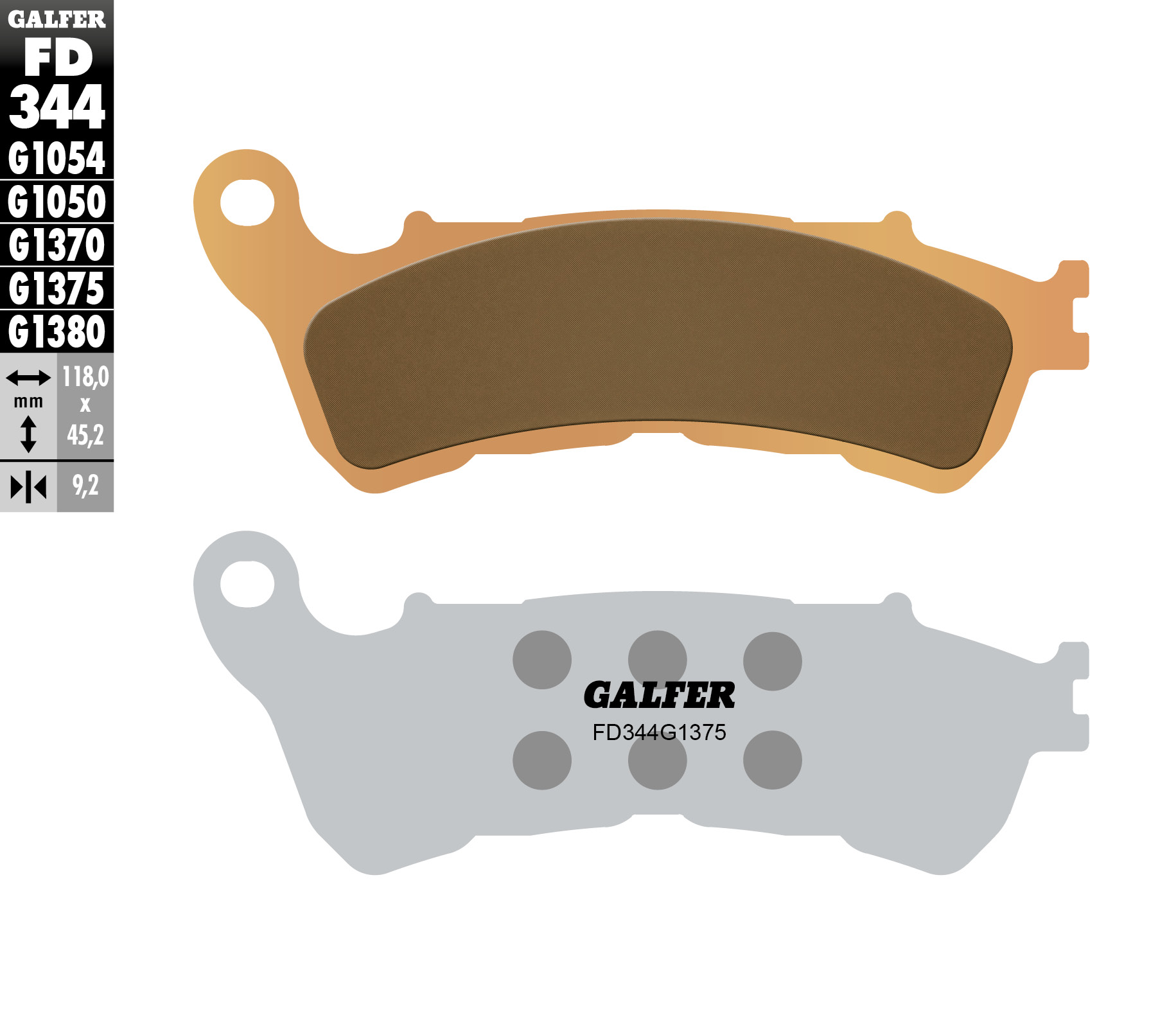 Galfer Bremsbeläge Kh388 Sintermetall (gold) Sport, Vorne Honda Cbf/cb/dn-01/gl 1800/nc 700/xl 1000v/xl 700v/vfr 800, 1200/vt 1300/st 1300 '08-