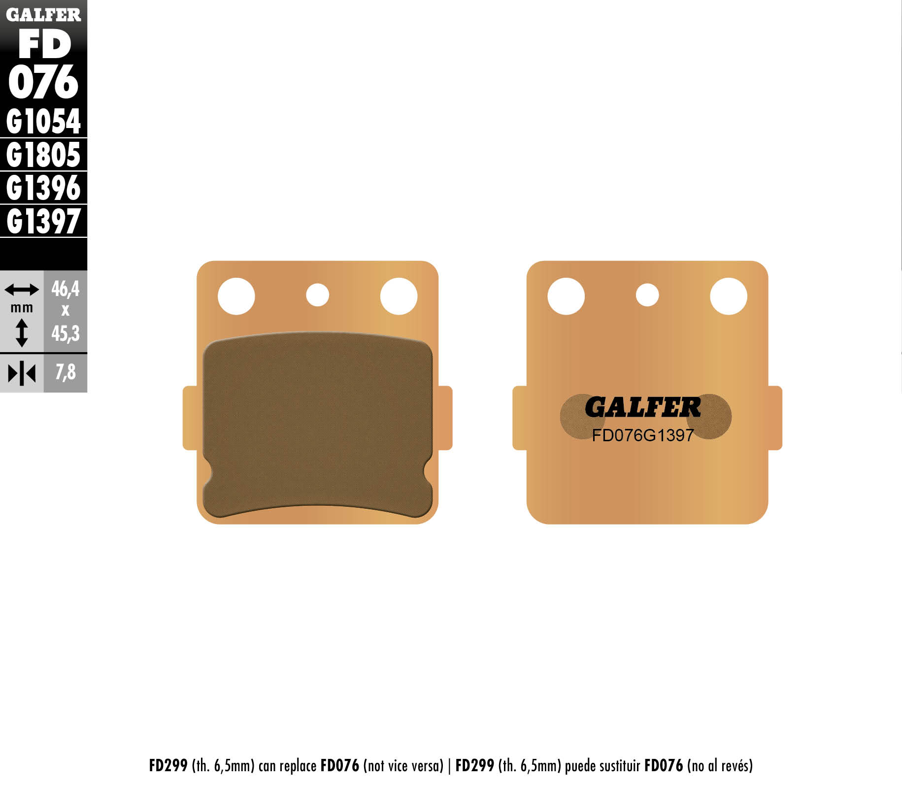 Galfer Bremsbeläge Kh084 Sintermetall (gold) Atv