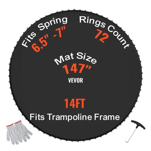 Ersatz-trampolinmatte Sprungmatte Universell Für Rundes 426 Cm Trampolin, Verstärkte Uv-beständige Matte Mit Federwerkzeug & Langlebigen V-ringen, Passend Für Federlängen Von 16,5 Bis 17,8 Cm