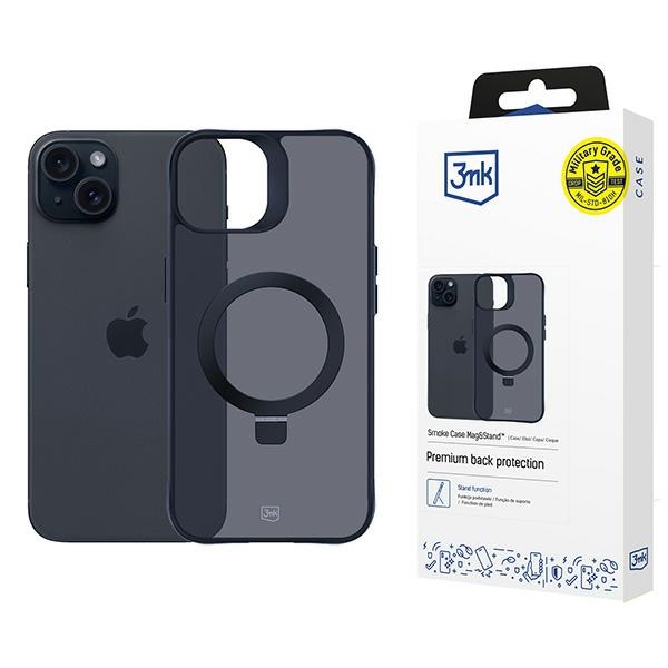 Apple Iphone 15 Plus – 3mk Smoke Case Mit Magnetverschluss Und Ständer