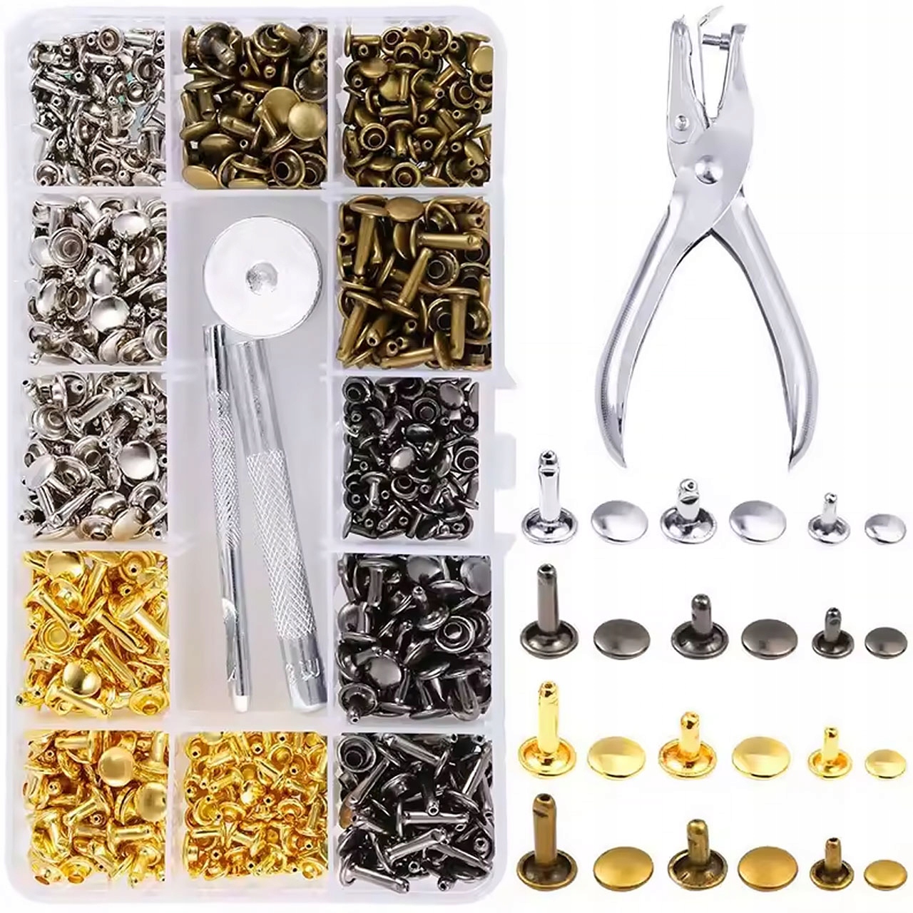 Fixcraft 480z – Lederhandwerksset 480 Teile 6–12 Mm Metall Organizer Für Gürtel, Taschen, Lederarbeiten