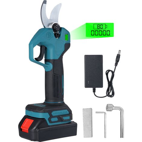 21-v-elektroschere Mit Bürstenlosem Motor, 1300-mah-akku, Klinge Aus Sk5-kohlenstoffstahl, 30 Mm Schnittdurchmesser, Integriertem Sicherheitsschalter, Eu-stecker, 1