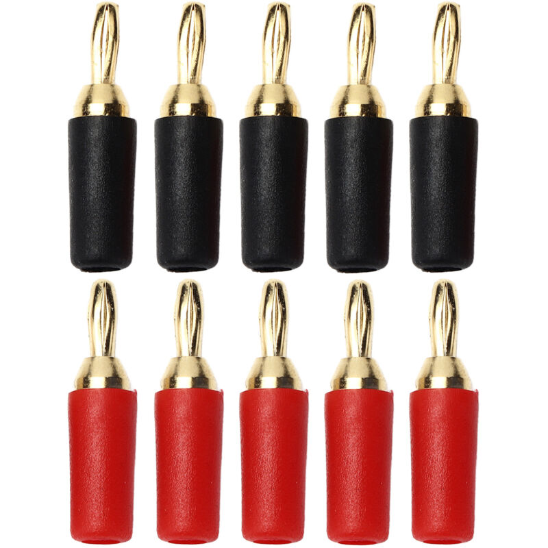 5 Sets Mit 2,5-mm-bananensteckern, Männlicher Lautsprecheranschluss Zum Löten, Vergoldetes Messing, Rot Und Schwarz