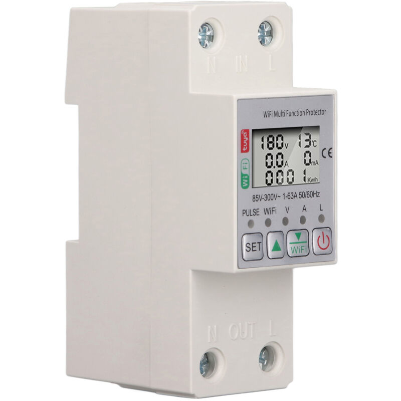 Tuya Wifi Smart Power Meter Switch Für Stromkreisschutzschalter, Multifunktionsschutz Mit Ac85-300v 63a Messung