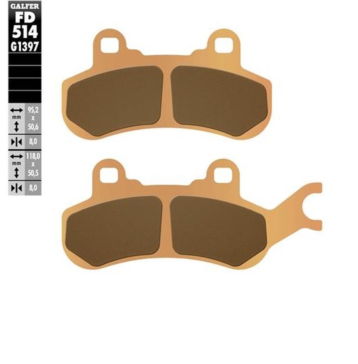 Galfer Bremsbeläge Kh682 Sintermetall (gold) Atv Links Vorne Can-am
