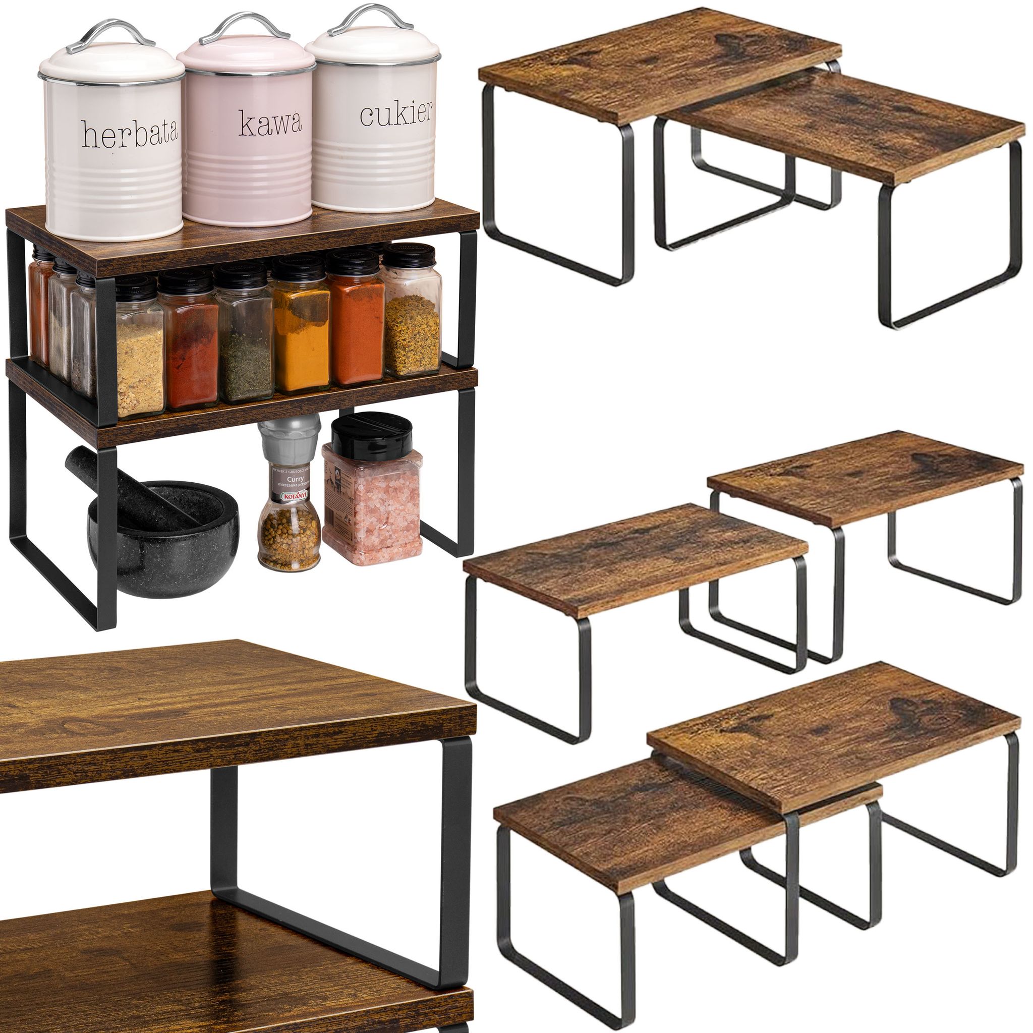 Set Mit 2 Ginger Rustic Bambusregalen