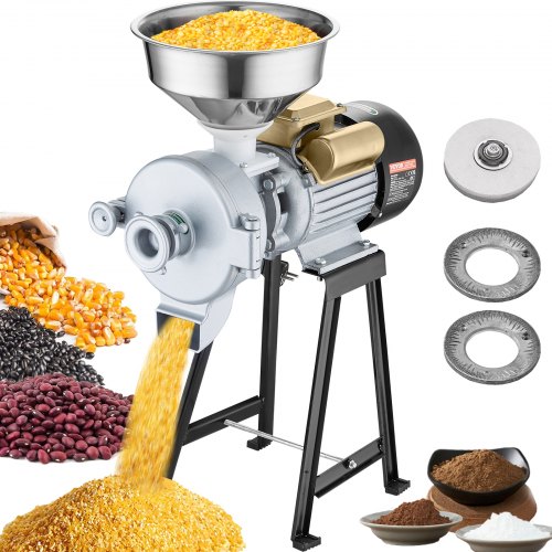 Getreidemühle Gewürzmühle 3 Kw, Kommerzielle Maismühle Mit Trichter, Pulvermaschine Mit Einstellbarer Stärke, Hochleistungs-futtermehl-müslimühle Weizenmühle Trocken- Und Nassmühle 50 Kg/h