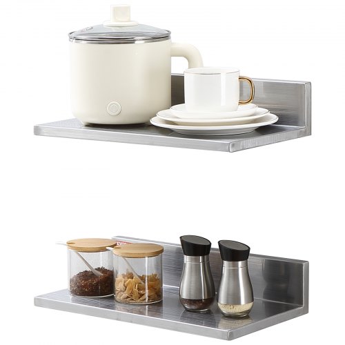 Gewürzregal Wandregal 2-teilig, Hängendes Küchenregal 406 X 218 X 85 Mm, Schweberegal Edelstahl 20 Kg Belastbar, Regalbrett Wandboard Gewürzregal Geeignet Für Küchen, Restaurants, Hotels Usw.