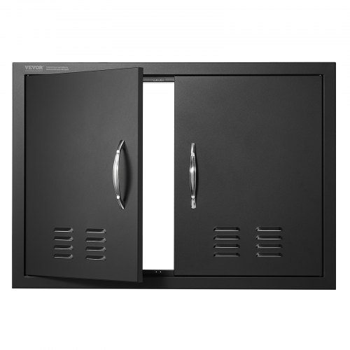 Grill-zugangstür, 762 X 533 X 46 Mm, Doppelte Außenküchentür, Flächenbündig Montierte Kaltplattentür, Vertikale Wandtür Mit Griffen Und Lüftungsschlitzen, Für Grillinsel, Grillstation Usw.