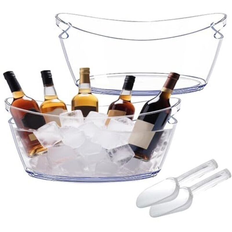 6-liter-champagner-eiskübel, Eiskübel Mit Großem Fassungsvermögen Inklusive 2 Löffeln, Transparenter Champagner-eiskübel, Eiskübel Zum Kühlen Von Wein- Und Champagnerflaschen