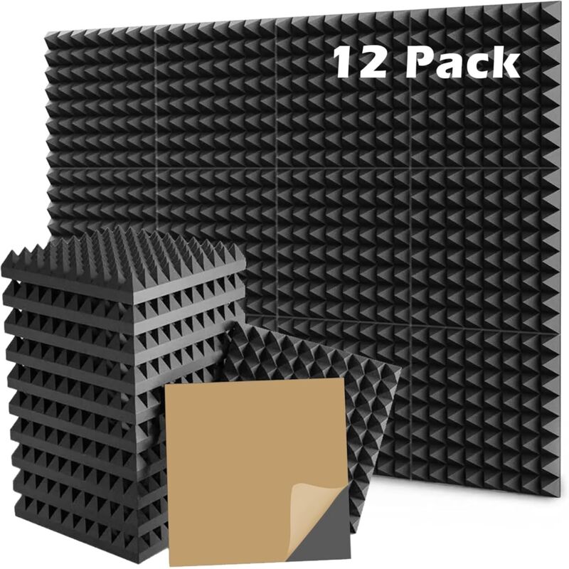 Packung Mit 12 Selbstklebenden Akustikschaumstoffplatten, Hochdichte 3d-akustikschaumstoffplatten Für Wände, Geräuschdämmender Schaumstoff, Für Gaming, Podcasting, Tonstudios, Büros