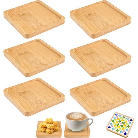 Quadratische Bambusuntersetzer, Kleine 9 Cm Holztabletts, Bambus-mosaik-untersetzer Für Diy-bastelsets, Quadratische Tabletts Für Tassen Und Getränke
