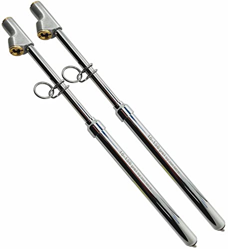 Reifendruckmesser: Robust, Doppelköpfig, Langer Schaft, 150 Psi, Ideal Für Sattelauflieger, Lkw Mit Zwillingsbereifung, Wohnmobile (silber), 2er-set
