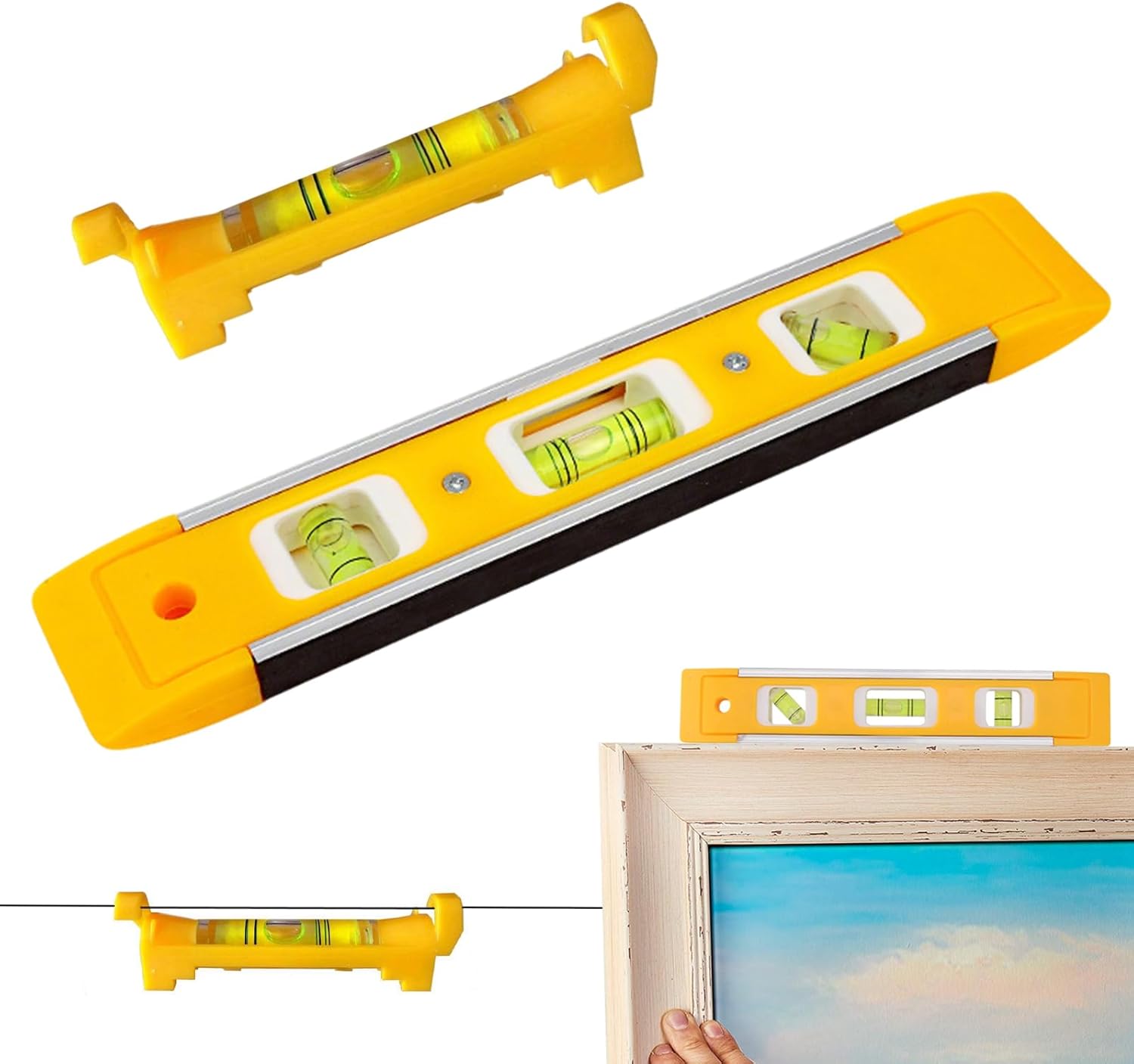 2 X Spirit Level 200 Mm / 75 Mm, Magnetic Small Mini Torpedo Spirit Level With 3 Levels 45°/90°/180°, Professional Measuring Tools With Magnetic Strip
