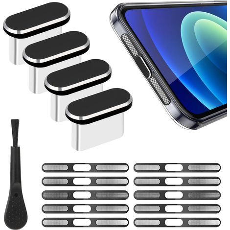 4 Usb-c-staubkappen & 10 Usb-c-ladeanschluss-schutzgitter, Usb-c-staubkappen Für Iphone 16/15/pro Max, Inklusive 1 Bürste