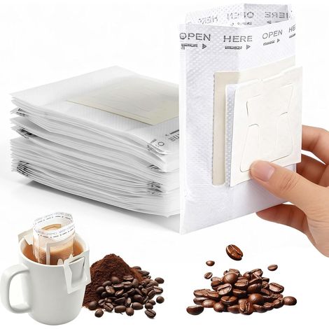 50 Kaffeefilterbeutel, Tragbare Papierkaffeefilterbeutel Mit Aufhängeöse Für Camping, Reisen, Zuhause Oder Büro