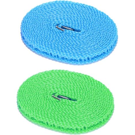 (blau, Grün, 5 M) Windfeste Wäscheleine, 2 Stück, Nylon-wäscheleine, Tragbare Reise-wäscheleine, Geeignet Für Drinnen Und Draußen Beim Camping