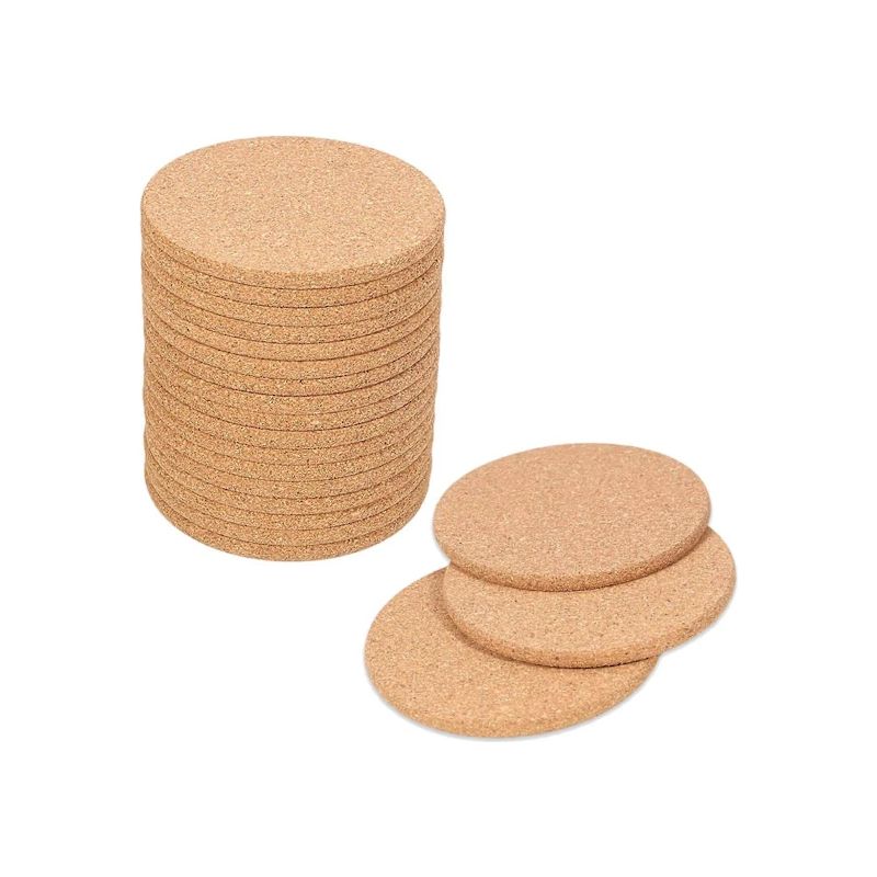 Set Mit 20 Korkuntersetzern Für Getränke, Saugfähig, Hitzebeständig Und Wiederverwendbar, In Form Von Weinfässern