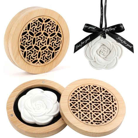Duftdiffusor Aus Holz, 2-teilig Mit Duftsteinen Für Ätherische Öle, Aromatherapie-box Für Auto, Büro, Wohnzimmer Und Badezimmer