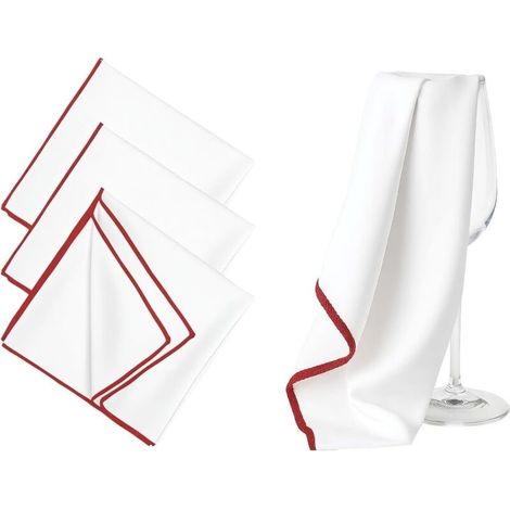 Mikrofasertücher Zum Polieren Von Glas, Streifenfreie Tücher, 3er-set, Weiß Und Rot, Dick Und Saugfähig Für Weingläser, Trinkgläser, Küche, Hotel, Barreinigung, Fusselfrei