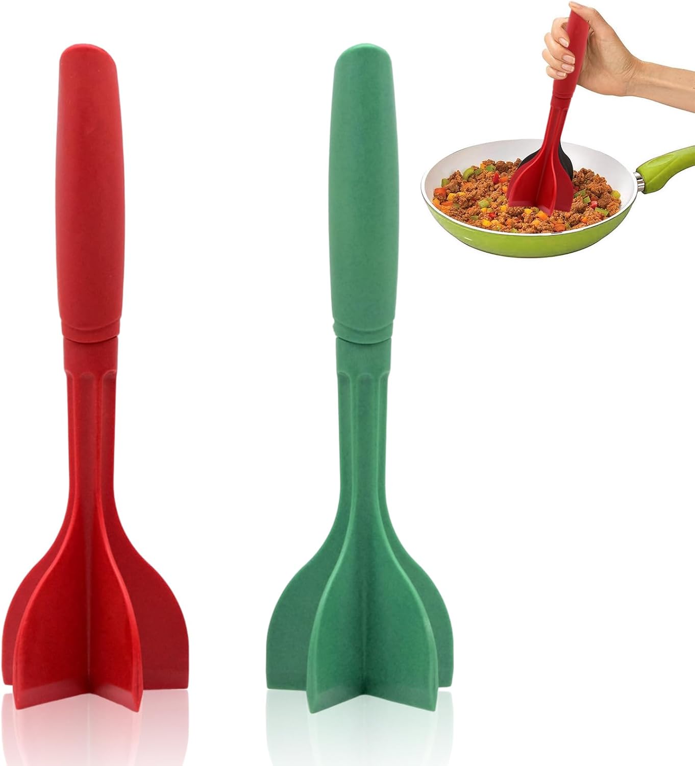 Set Mit 2 Fleischzerkleinerern, Multifunktionaler Fleischwolf, Hitzebeständig, Fleischwolf Für Rindfleisch, Hamburger, Gemüse, Obst (rot Und Grün)