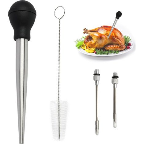 Marinierspritze Aus Edelstahl Für Fleisch, Inklusive 2 Mariniernadeln, Reinigungsbürste, Zum Grillen Und Kochen, Aromaspritze Für Pute, Rind Und Hähnchen