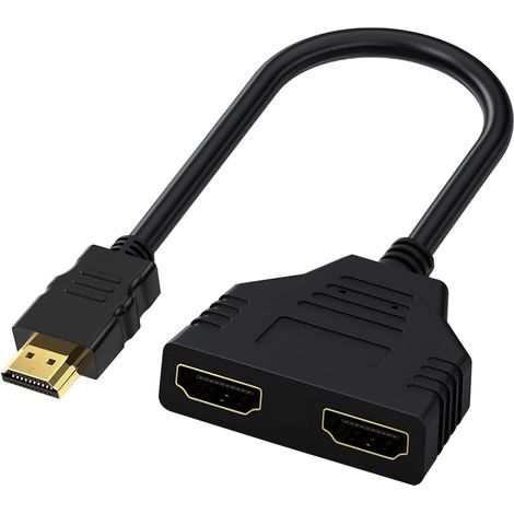 Hdmi-splitter-adapter, Hdmi-stecker Auf Zwei Hdmi-buchsen, Kompatibel Mit Hdtv, Led, Lcd, Projektoren, Unterstützt Die Gleichzeitige Anzeige Auf Zwei Fernsehern, Vergoldete Anschlüsse