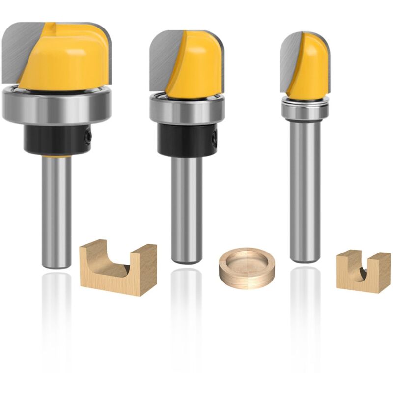 3-teiliges Fräserset Mit Rundem Boden, 8-mm-hartmetallfräser, Fräser Für Weich- Und Hartholz, Spanplatten, Mdf
