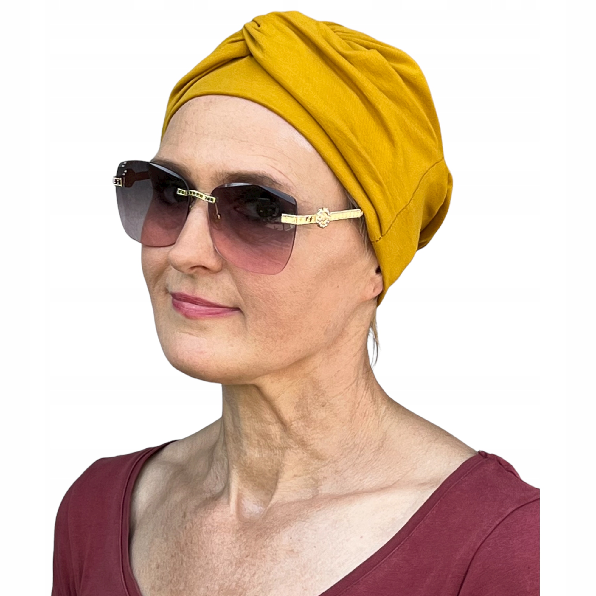 Honigfarbener Turban Sara 275 Aus Baumwolle, Frühlingshut, Auch Nach Der Chemotherapie